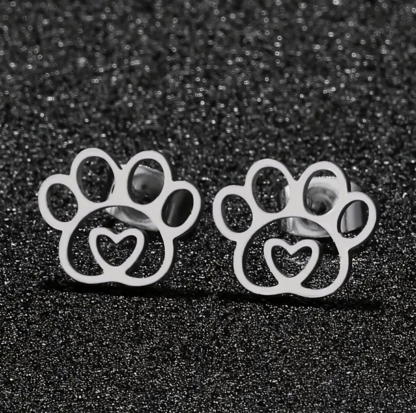 Pendientes huella perro acero