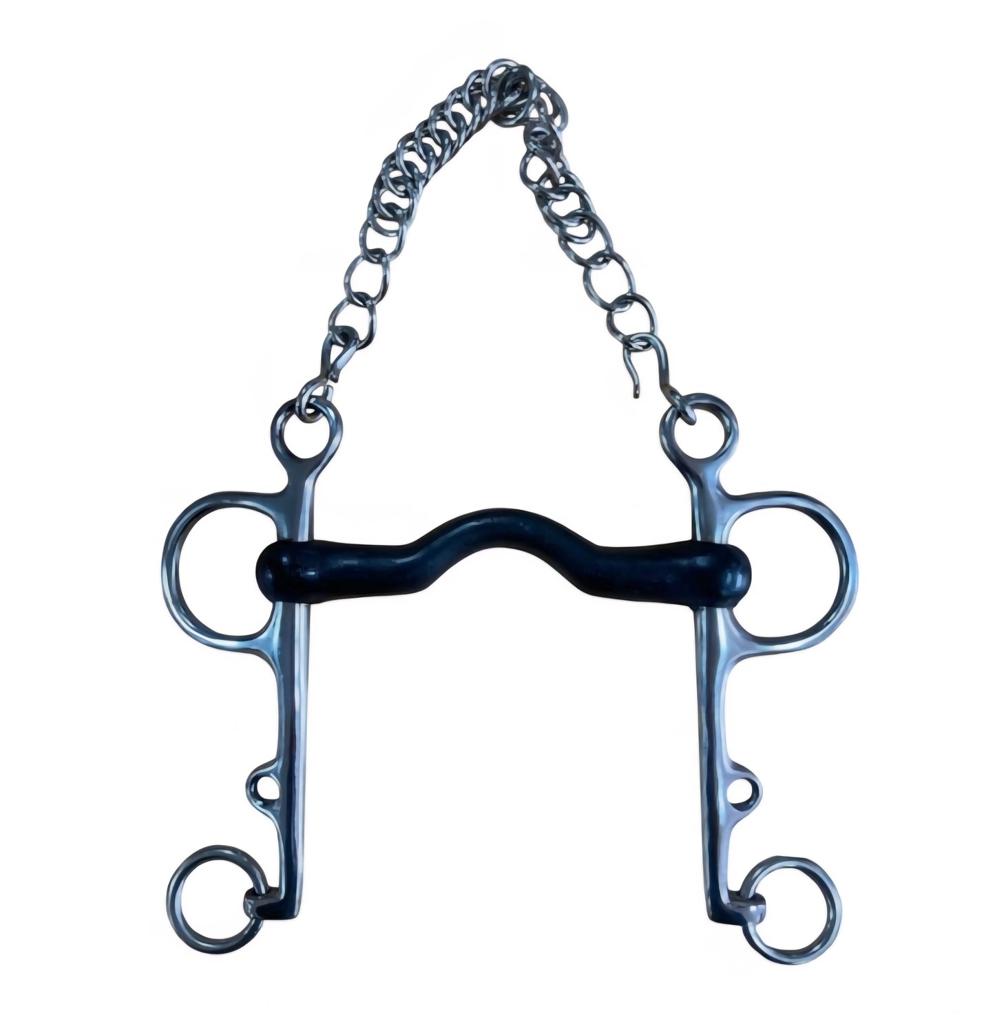 Bocado pelham goma puente barra larga inox